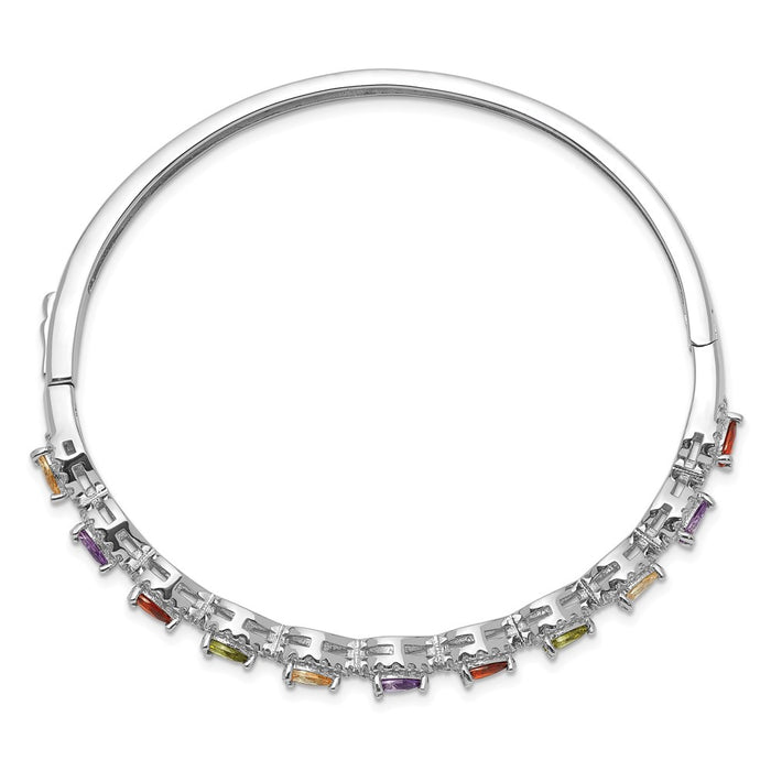 Buy Stylish Rhodium-Plated Sterling Silver Multi-Color CZ Bangle Bracelet - 7"-2
