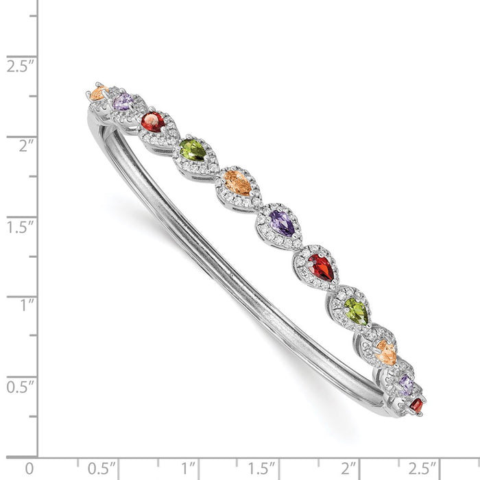 Buy Stylish Rhodium-Plated Sterling Silver Multi-Color CZ Bangle Bracelet - 7"-3