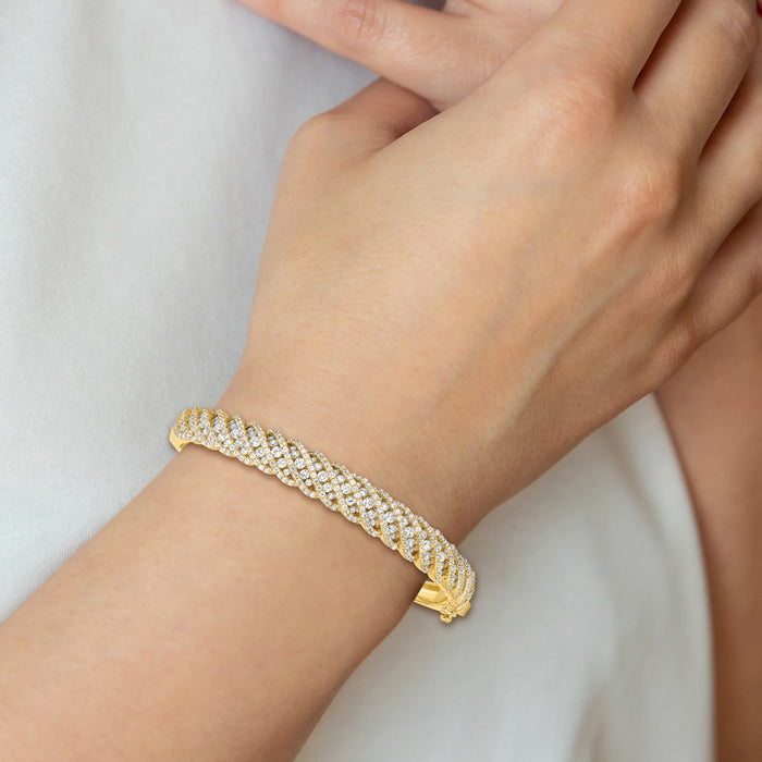 Exclusive Sterling Shimmer Gold-Plated CZ Bangle Bracelet | 349 Stones, Stylish Value-4