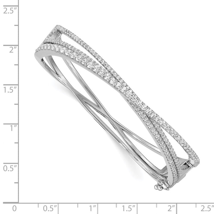 Shop Stylish Rhodium-Plated Sterling Silver Criss Cross Bangle Bracelet - 177 CZ-3