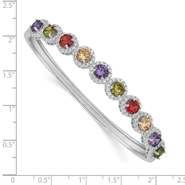 High-Quality Rhodium-Plated Sterling Silver Bangle with CZ Accents - Stylish Value!-2