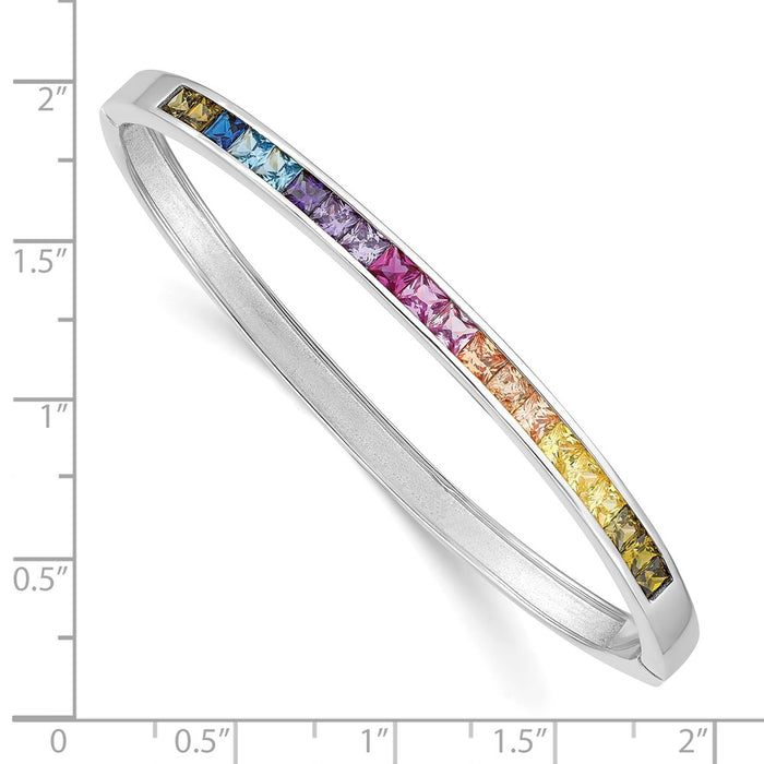 Shop Exclusive Prizma Rhodium-Plated Sterling Silver Bangle with CZ Stones-2