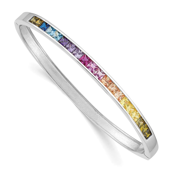 Shop Exclusive Prizma Rhodium-Plated Sterling Silver Bangle with CZ Stones-1