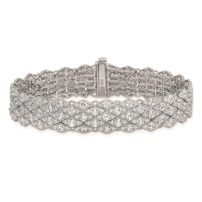 Buy Stylish Rhodium-Plated Sterling Silver CZ Mesh Bracelet - 6.75", 315 Stones-3