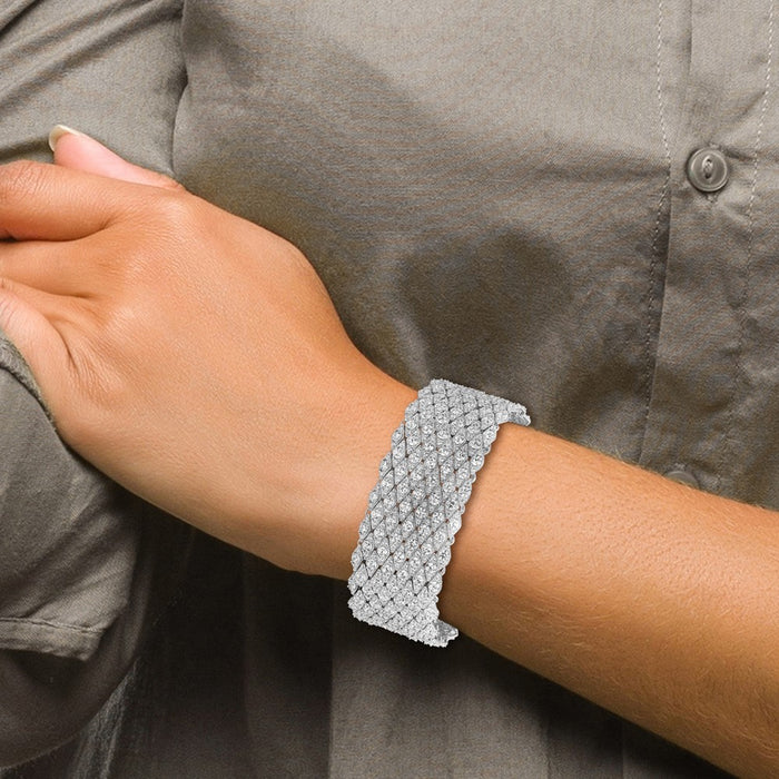 Shop Stylish Rhodium-Plated CZ Mesh Bracelet - 6.75", 759 Stones, Affordable Elegance-5
