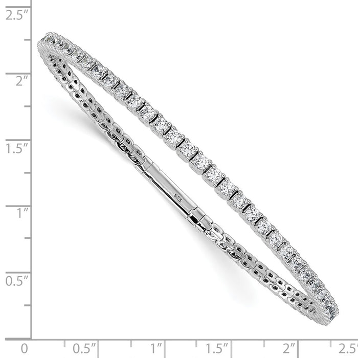 Buy Stylish Rhodium-Plated Sterling Silver CZ Bangle Bracelet - 8 Inches-3