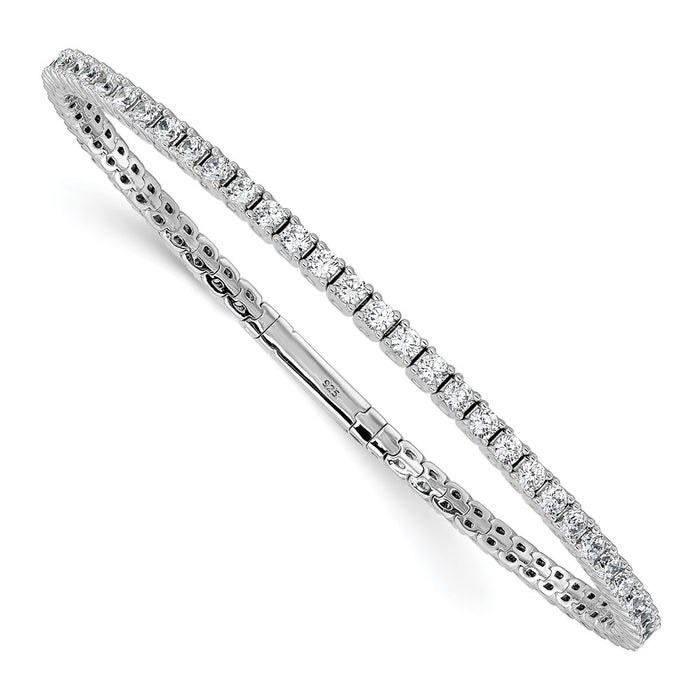 Buy Stylish Rhodium-Plated Sterling Silver CZ Bangle Bracelet - 8 Inches-1