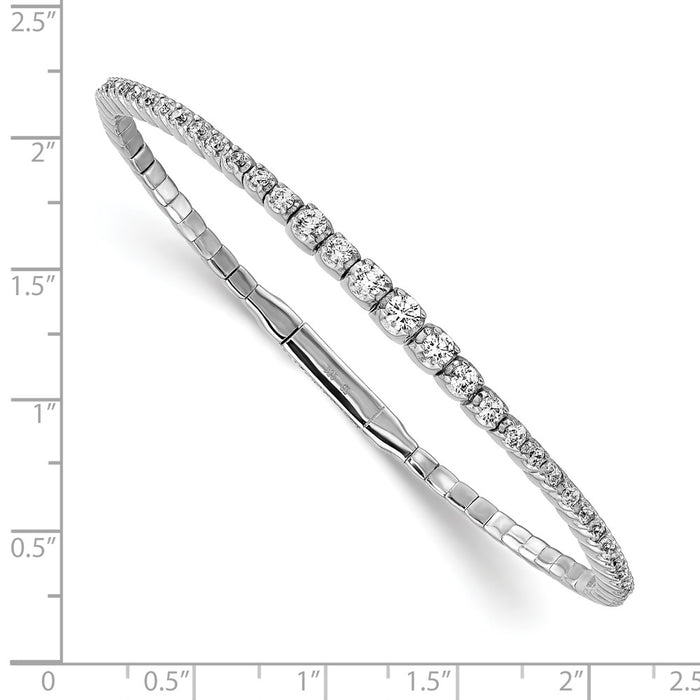 High-Quality Rhodium-Plated Sterling Silver Bangle Bracelet with 61 CZ Stones-3