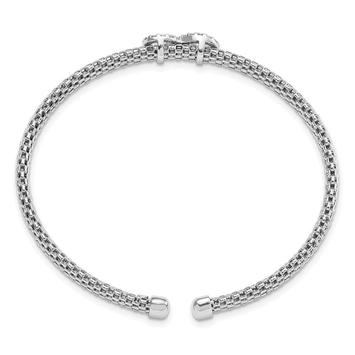 Order Stylish Polished Sterling Silver Rhodium-Plated CZ Infinity Cuff Bracelet-2