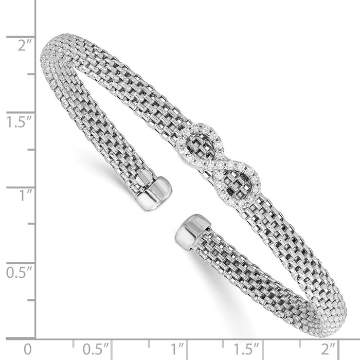 Order Stylish Polished Sterling Silver Rhodium-Plated CZ Infinity Cuff Bracelet-3