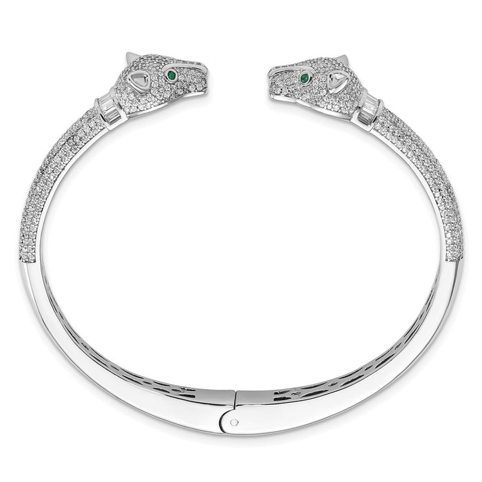 Buy Stylish CZ Lioness Hinged Cuff Bangle - Rhodium-Plated Silver, 7.5-2