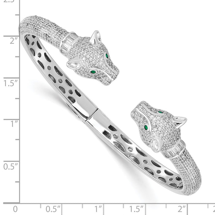 Buy Stylish CZ Lioness Hinged Cuff Bangle - Rhodium-Plated Silver, 7.5-3