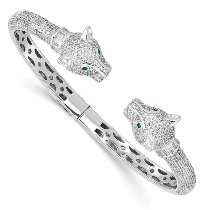 Buy Stylish CZ Lioness Hinged Cuff Bangle - Rhodium-Plated Silver, 7.5-1