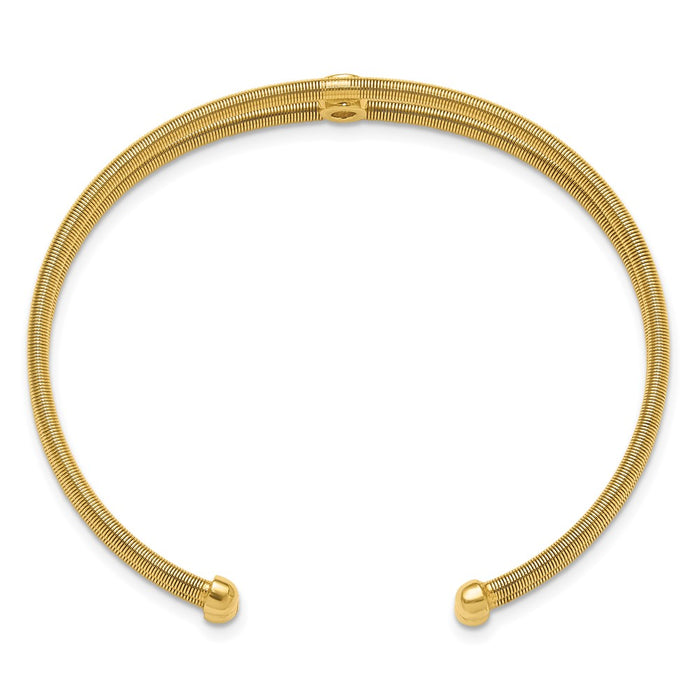 Buy Stylish Polished Gold-tone CZ Two-Band Cuff Bracelet - 14K Gold, Affordable-2