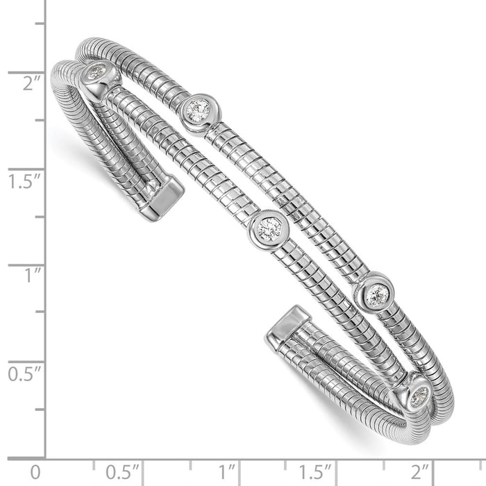 Buy Stylish Textured CZ Moveable Wrap Bangle Bracelet | 7.5 Rhodium-Plated Silver-3