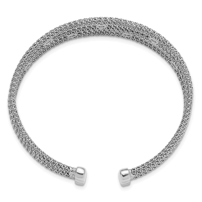 High-Quality Rhodium-Plated Sterling Silver CZ Cuff Bracelet - Stylish & Affordable-2