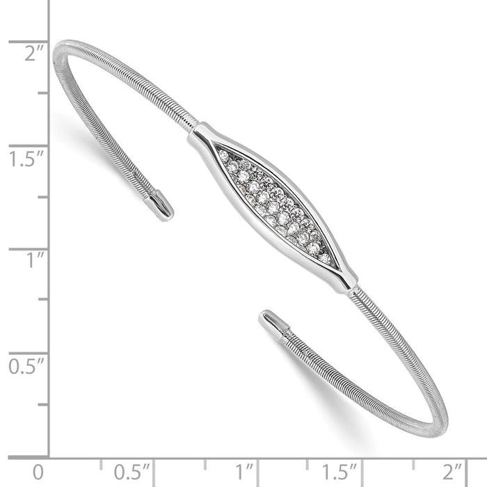 Exclusive Rhodium-Plated Textured CZ Cuff Bracelet in Stylish Sterling Silver-3