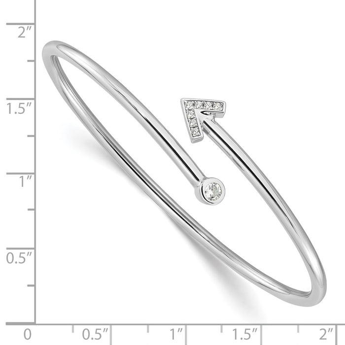 Buy Stylish Rhodium-Plated Sterling Silver CZ Arrow Cuff Bangle Bracelet-3