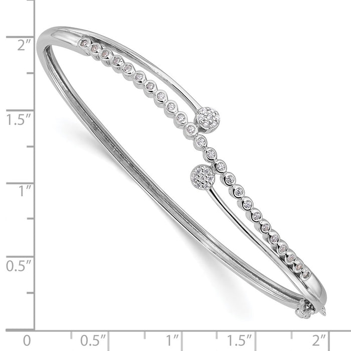 Shop Stylish Polished CZ Hinged Bangle Bracelet - Rhodium-Plated, Affordable Luxury-3