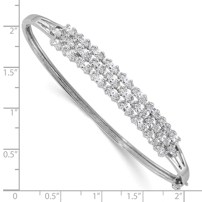 Shop Luxury Rhodium-Plated Sterling Silver CZ Triple Row Bracelet - 7.5"-3