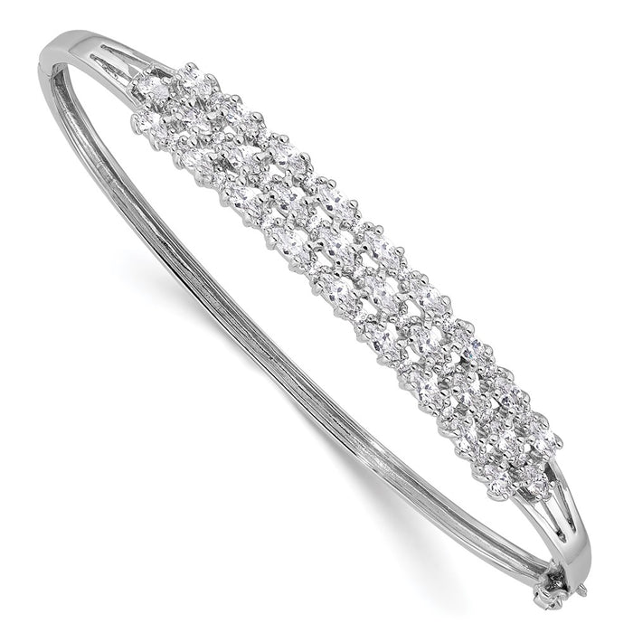 Shop Luxury Rhodium-Plated Sterling Silver CZ Triple Row Bracelet - 7.5"-1