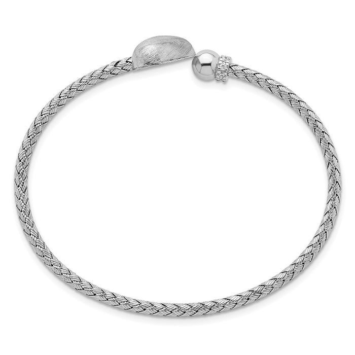 Buy Stylish Rhodium-Plated Sterling Silver Adjustable Cuff Bangle with CZ-2