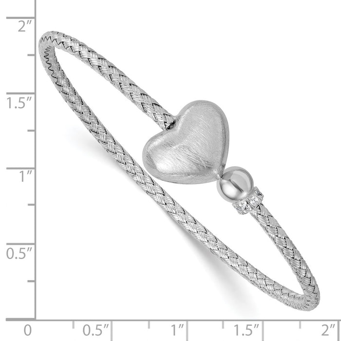 Buy Stylish Rhodium-Plated Sterling Silver Adjustable Cuff Bangle with CZ-3