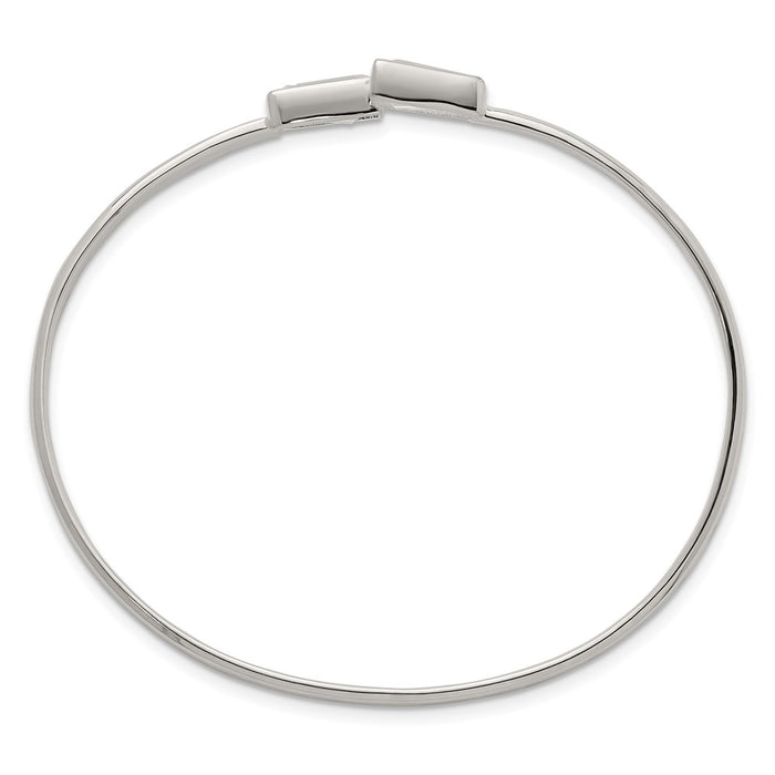 High-Quality Polished Sterling Silver Tapered Baguette CZ Cuff Bangle-2