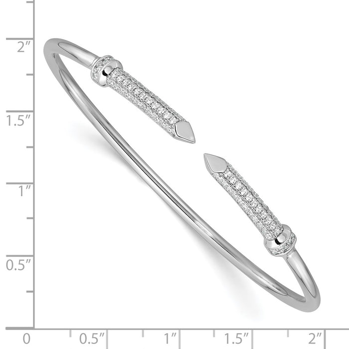 Buy Stylish Rhodium-Plated Sterling Silver Cuff Bangle with CZ - 6.5"-3