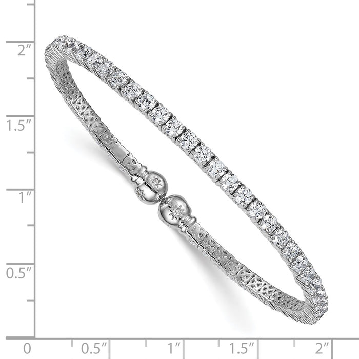 Shop Exclusive Rhodium-Plated Sterling Silver CZ Star Cuff Bracelet - Stylish & Flexible-3
