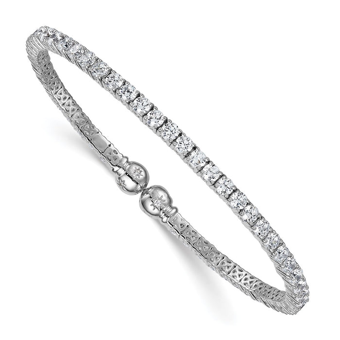 Shop Exclusive Rhodium-Plated Sterling Silver CZ Star Cuff Bracelet - Stylish & Flexible-1