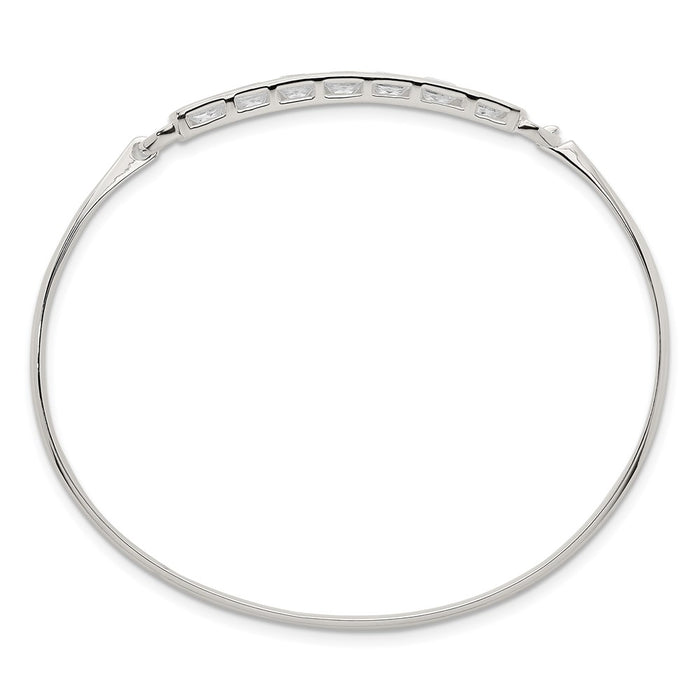 Buy Stylish Polished Square CZ Bar Bangle in Sterling Silver - Affordable Elegance-2