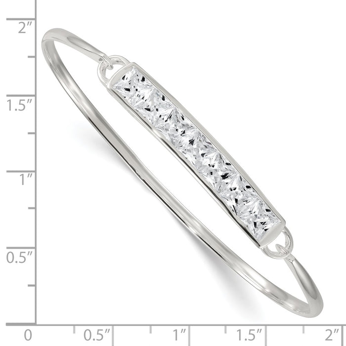 Buy Stylish Polished Square CZ Bar Bangle in Sterling Silver - Affordable Elegance-3
