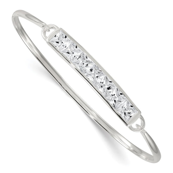 Buy Stylish Polished Square CZ Bar Bangle in Sterling Silver - Affordable Elegance-1