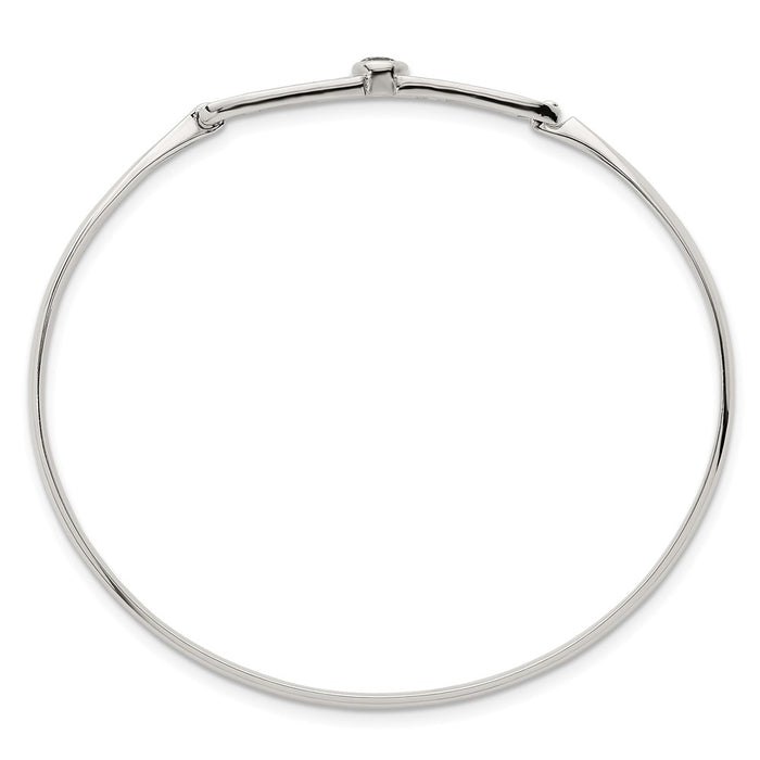 Shop Exclusive Polished Sterling Silver Fancy CZ Bangle - Stylish & Affordable-2