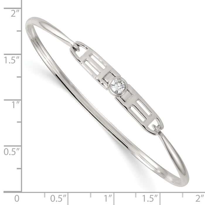 Shop Exclusive Polished Sterling Silver Fancy CZ Bangle - Stylish & Affordable-3
