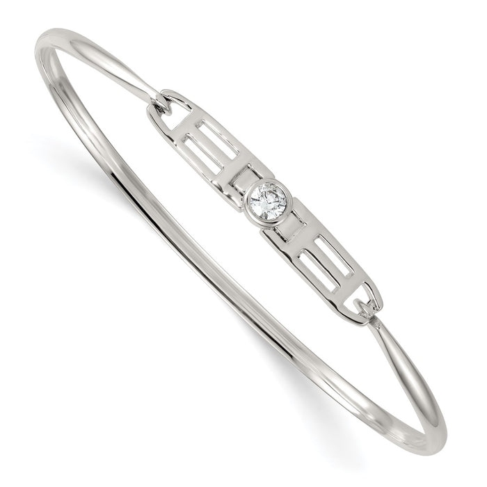 Shop Exclusive Polished Sterling Silver Fancy CZ Bangle - Stylish & Affordable-1