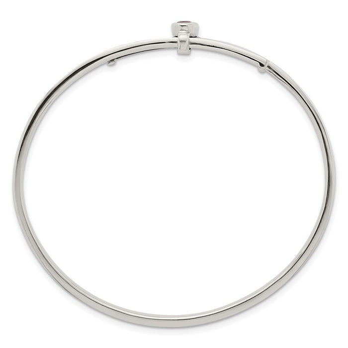 Order Stylish Polished Sterling Silver Expandable Bangle | Oval Red CZ-2