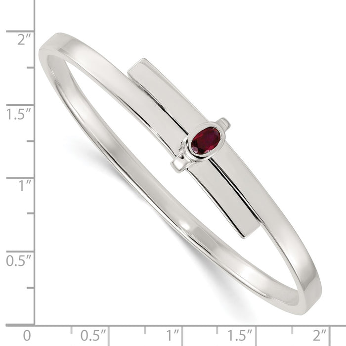 Order Stylish Polished Sterling Silver Expandable Bangle | Oval Red CZ-3