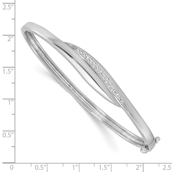 Designer Rhodium-Plated Sterling Silver CZ Hinged Bangle | Stylish Value-3