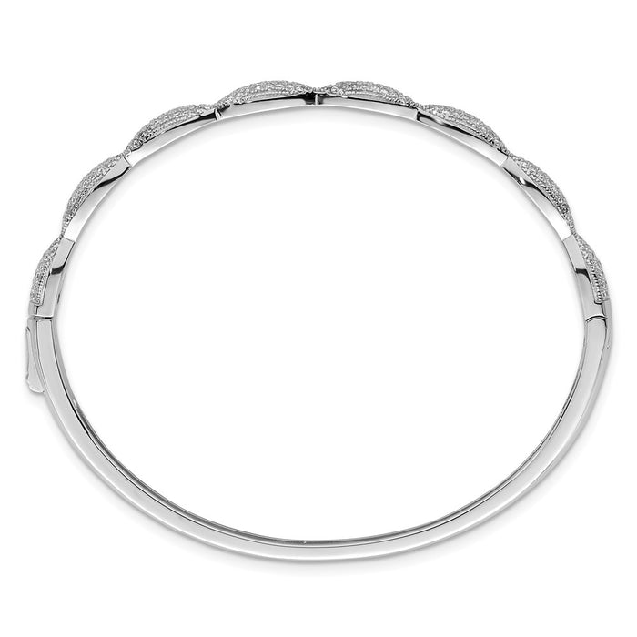 Shop Exclusive Rhodium-Plated Sterling Silver CZ Hinged Bangle - Stylish Design!-2