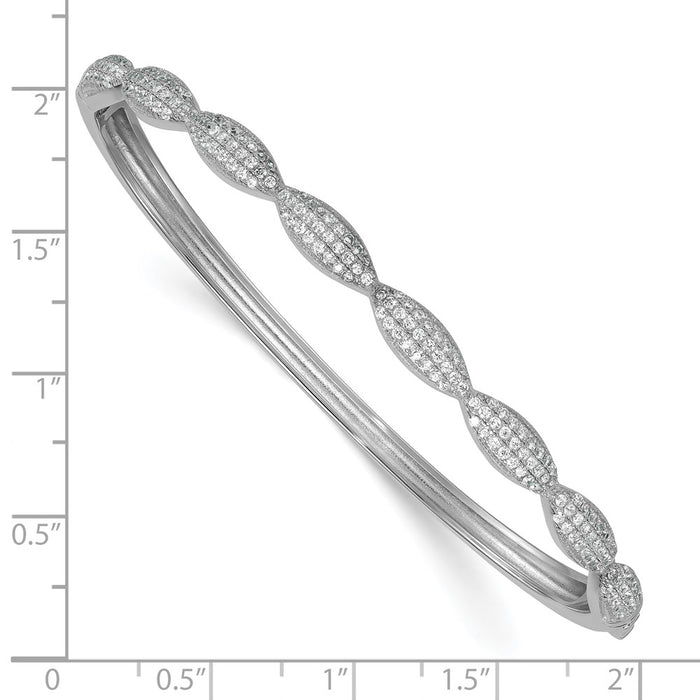 Shop Exclusive Rhodium-Plated Sterling Silver CZ Hinged Bangle - Stylish Design!-3