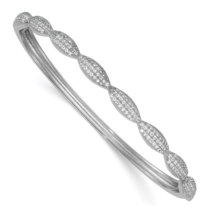 Shop Exclusive Rhodium-Plated Sterling Silver CZ Hinged Bangle - Stylish Design!-1