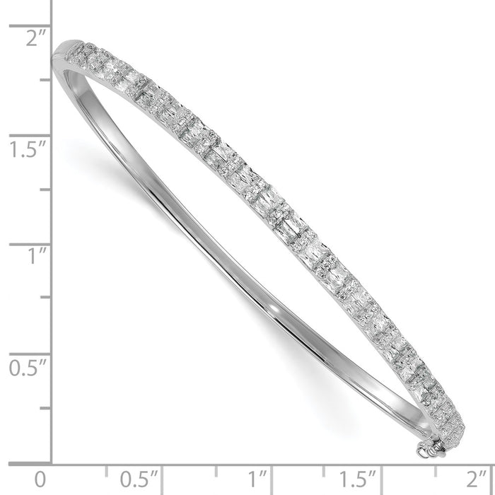 Shop Exclusive Polished Sterling Silver Bangle with CZ Accents - Affordable Luxury-3