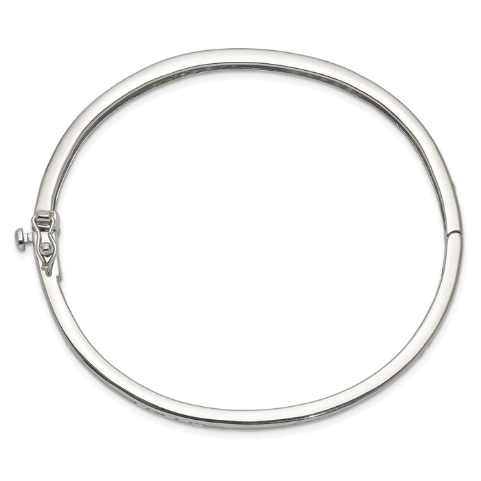 Buy Stylish Rhodium-Plated Sterling Silver Bangle Bracelet with CZ Accents-2