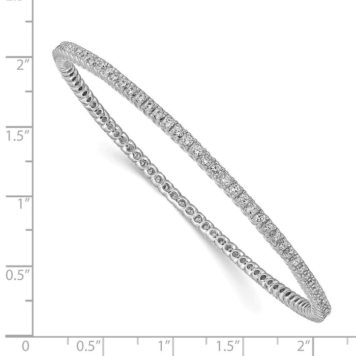 Exclusive Rhodium-Plated Sterling Silver Bangle Bracelet with 93 CZ Stones-3