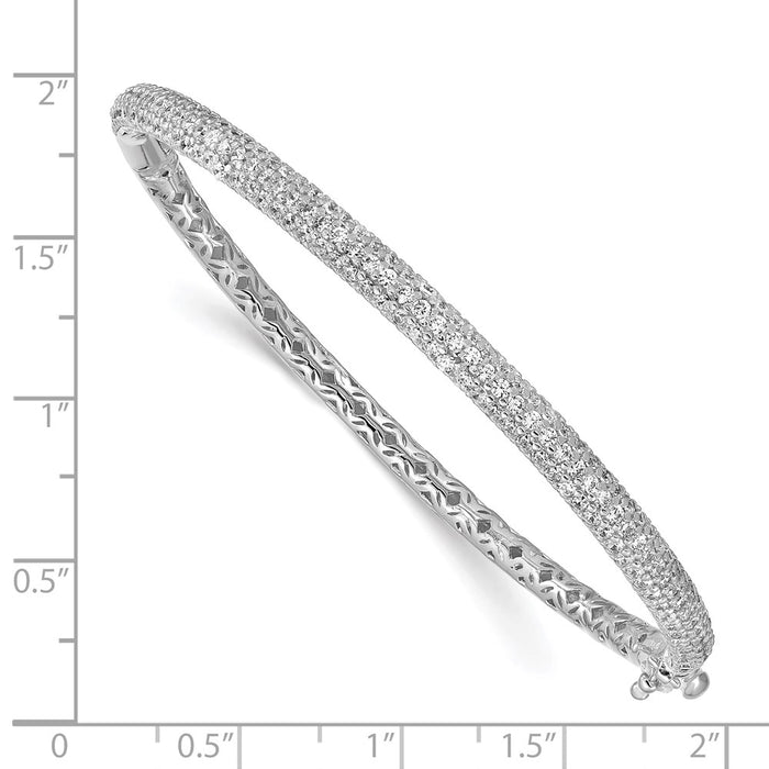 Buy Stylish Rhodium-Plated Sterling Silver Bangle Bracelet with 175 CZ Stones-3