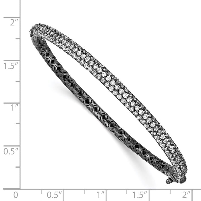 High-Quality Black Rhodium-Plated Sterling Silver Bangle Bracelet - Stylish CZs-3