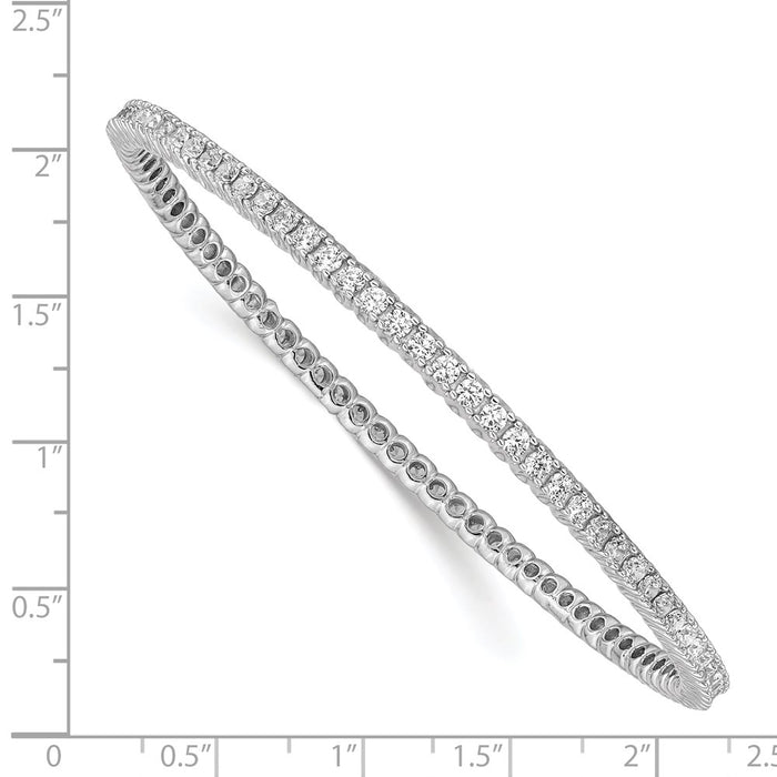 Buy Stylish Rhodium-Plated Sterling Silver Bangle Bracelet with 83 CZ Stones-2