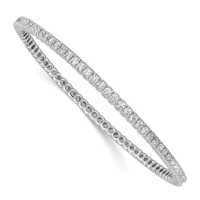 Buy Stylish Rhodium-Plated Sterling Silver Bangle Bracelet with 83 CZ Stones-1
